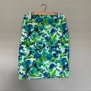 Floral watercolor pencil skirt